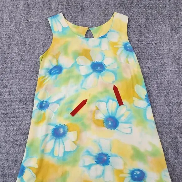 Vintage Jams World Dress Womens Medium Colorful Ivory Flower Sleeveless USA Made - Picture 10 of 16